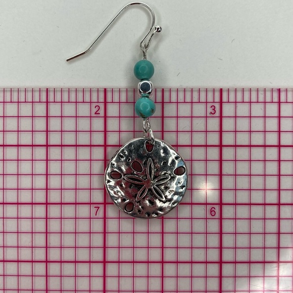 ๐ฐ ๐ ๐ ๐ ๐ ๐ฐ Sand Dollar and Turquoise Dangle Earrings - Picture 13 of 15